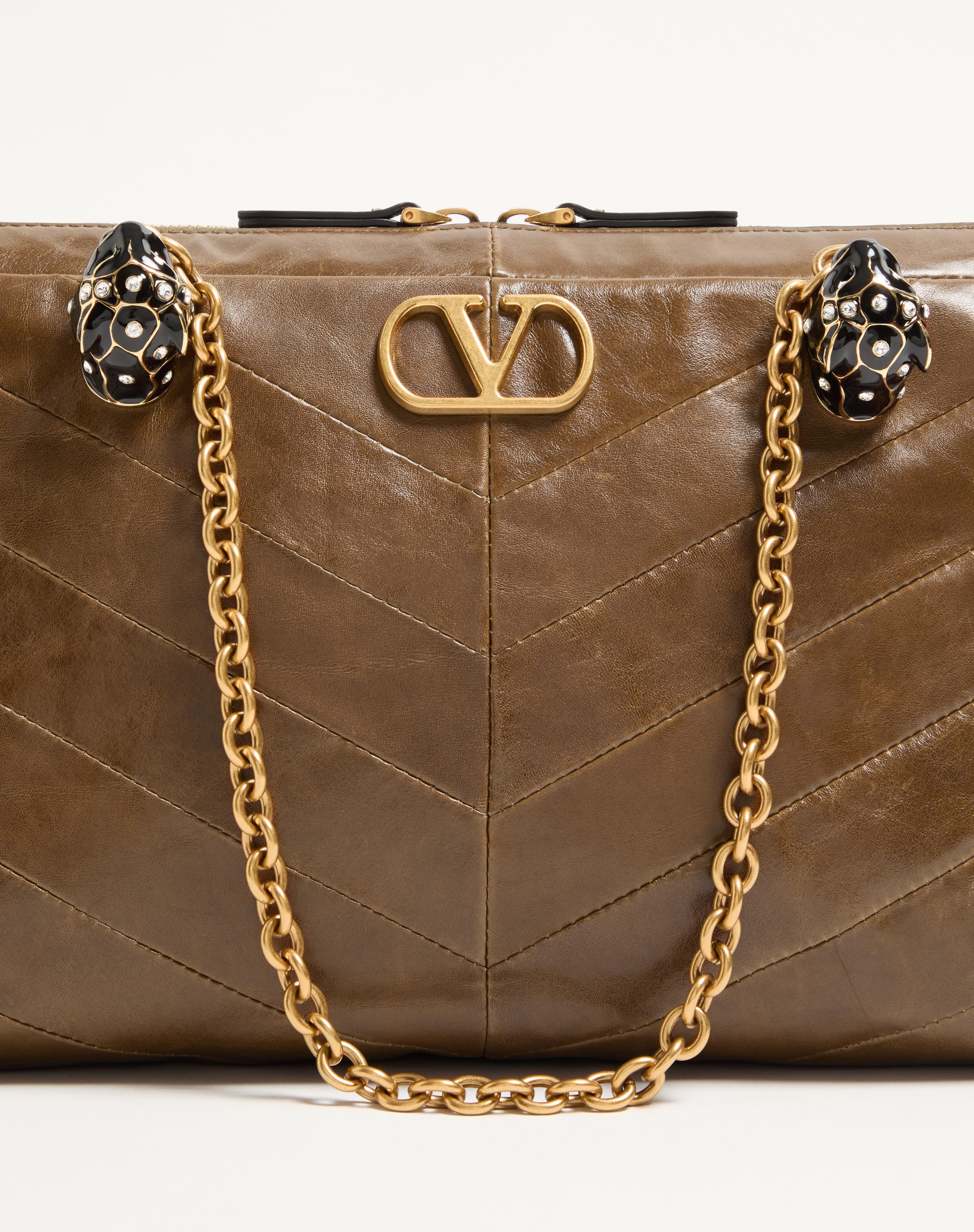 VALENTINO GARAVANI PANTHEA SHOULDER BAG IN NAPPA LEATHER WITH CHEVRON PATTERN - 8