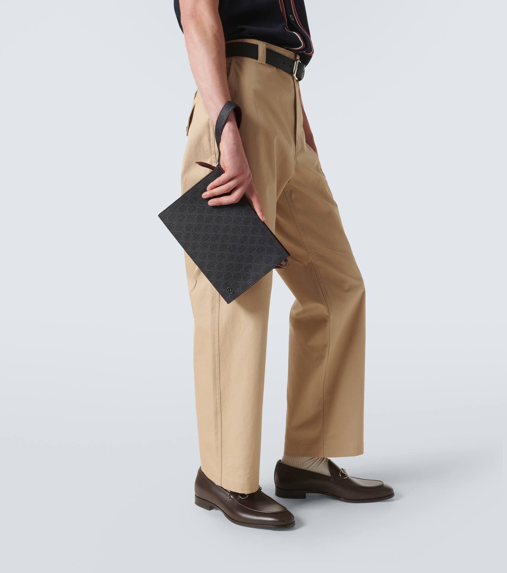GG canvas leather-trimmed pouch - 3