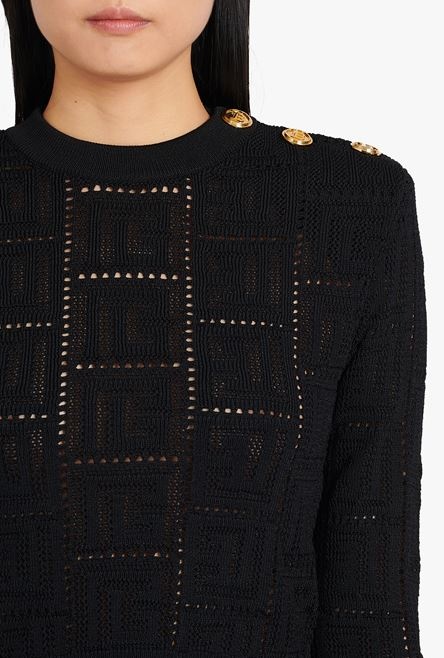 Cropped black sweater eco-designed with Balmain monogram - 6
