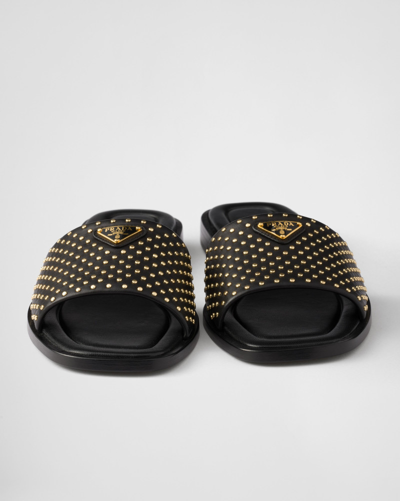 Nappa leather slides with studs 5