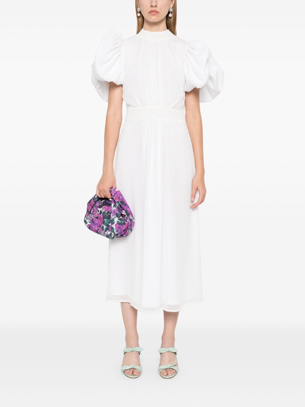 puff-sleeves midi dress - 2