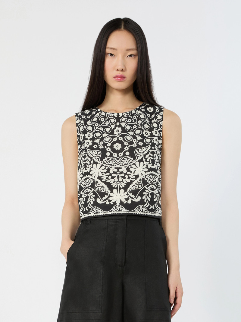WKIFANALE Printed cotton crop top - BLACK 3