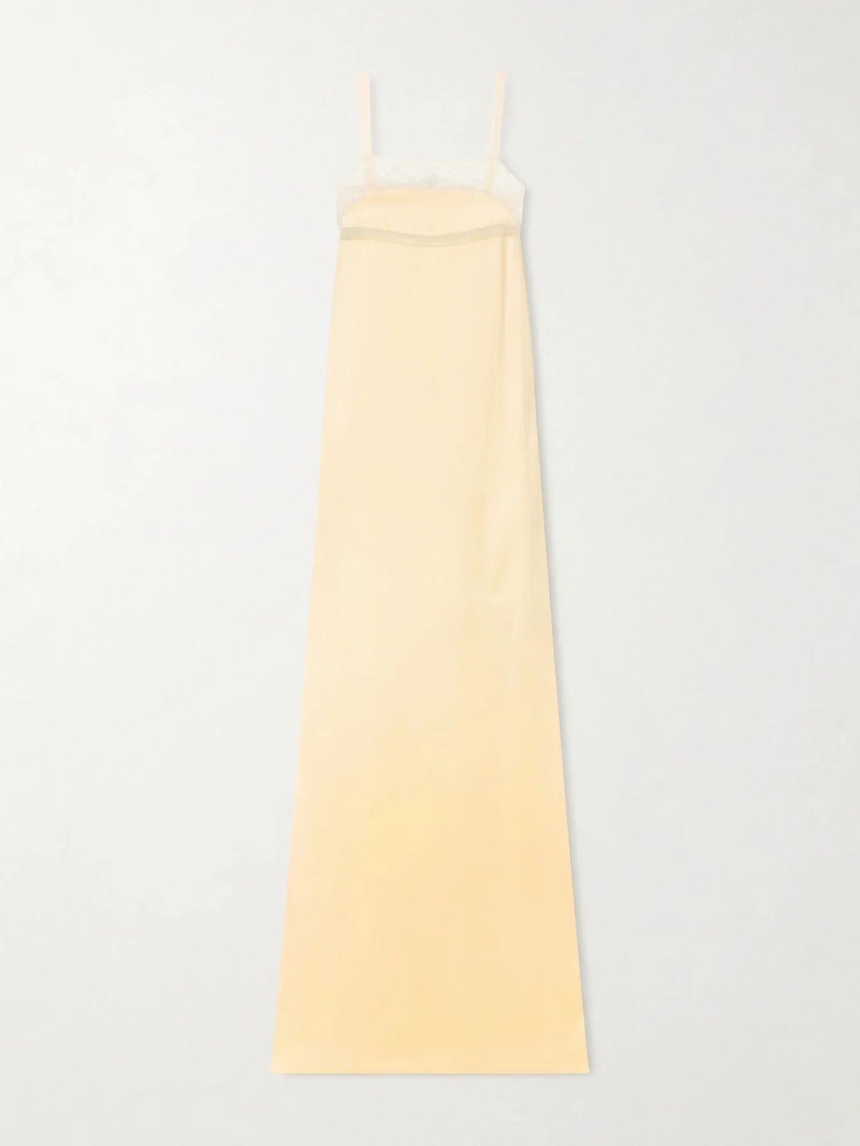 Lace-trimmed Silk-satin Gown - 1