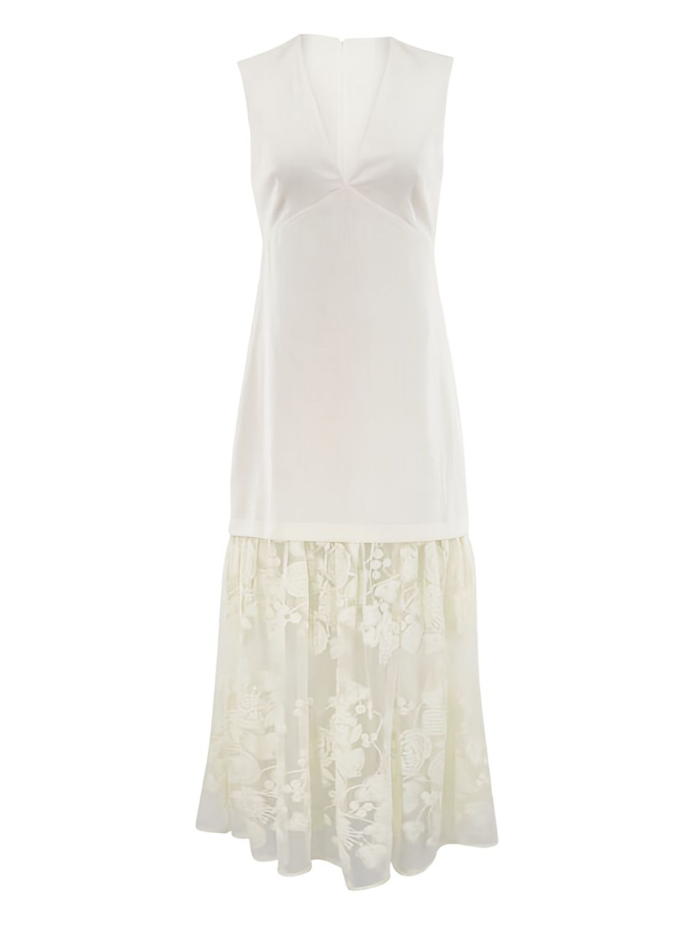Arielle lace-insert V-neck midi dress - 1