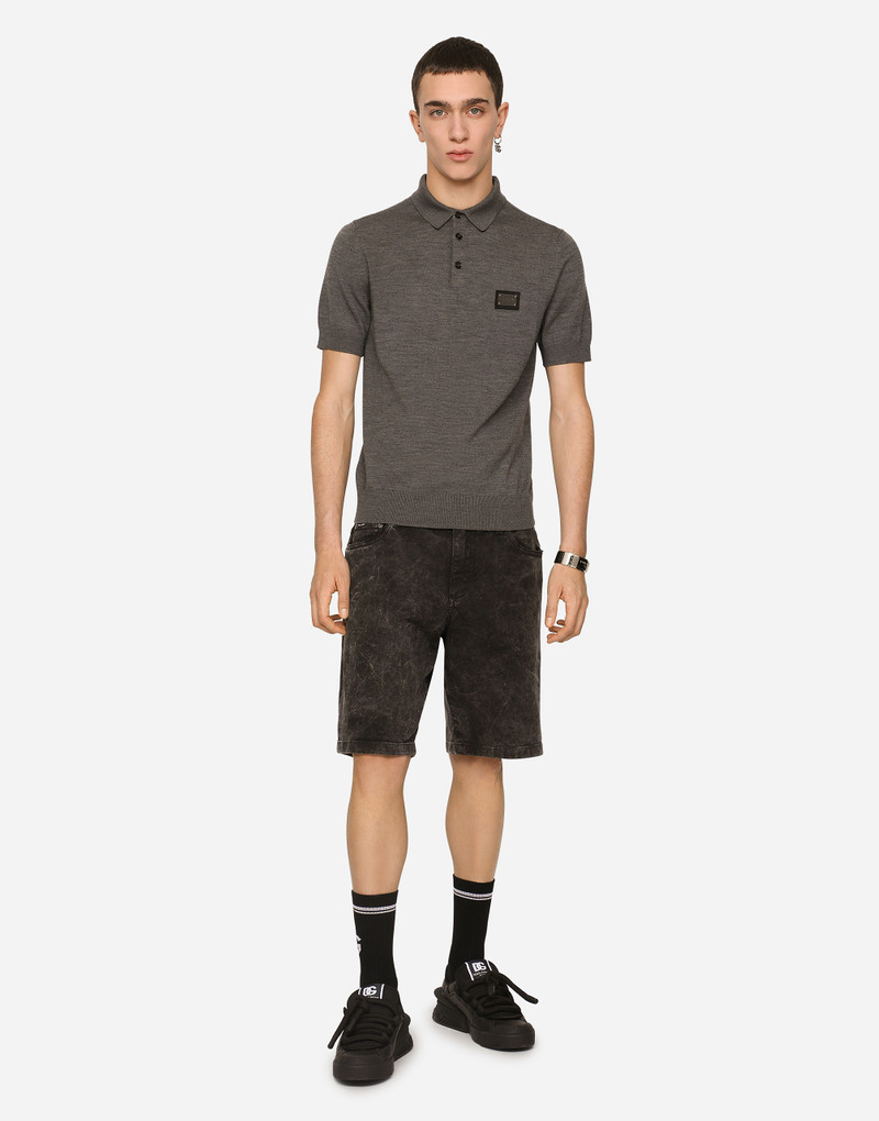Dolce & Gabbana Stretch denim shorts with marble effect outlook