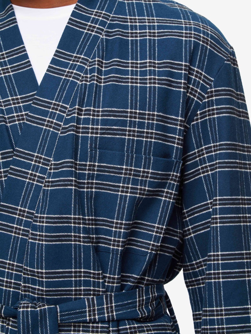 Men's Lounge Gown Kelburn 30 Brushed Cotton Navy - 5