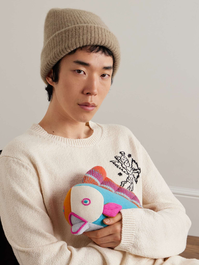 The Elder Statesman Watchman Ribbed Cashmere Beanie outlook