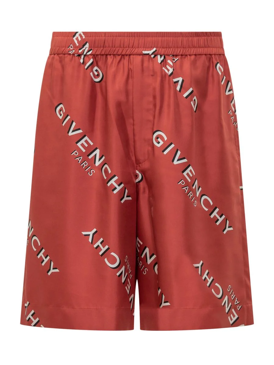 Givenchy Givenchy Red Silk Shorts With Logo - 1
