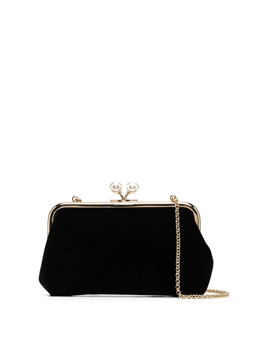 faux-pearl clasp fastening clutch bag - 1