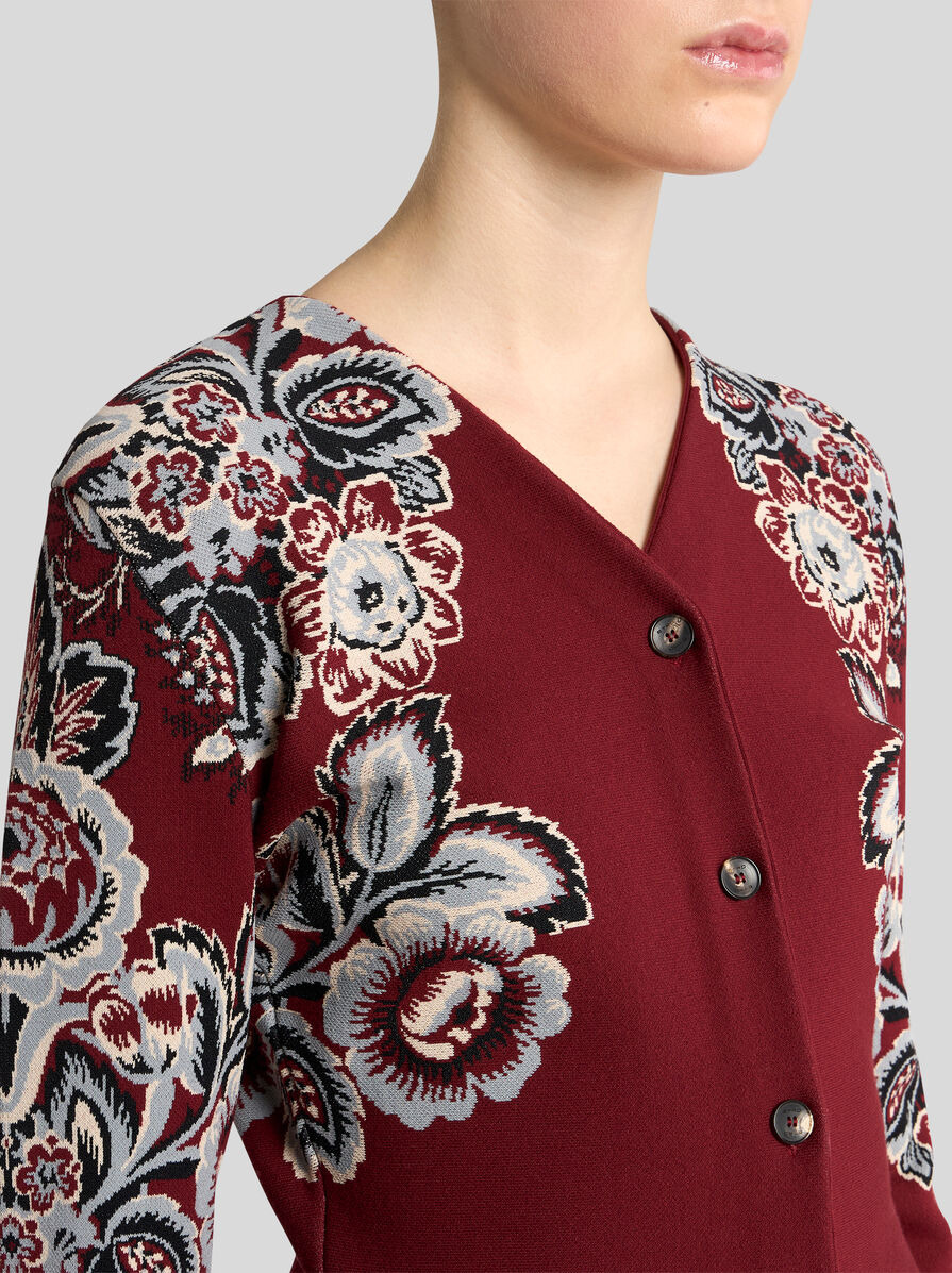 FLARED CARDIGAN WITH FLORAL MOTIF - 3