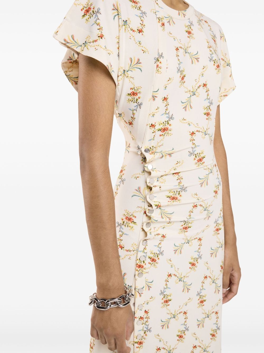 floral-print ruched midi dress - 6