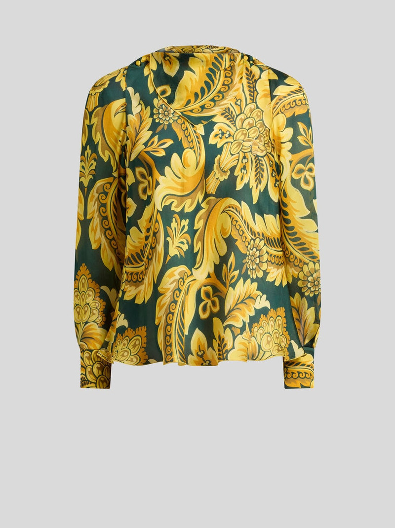 PEAU D'ANGE SILK BLOUSE WITH FLOWER AND BEE MOTIF 1