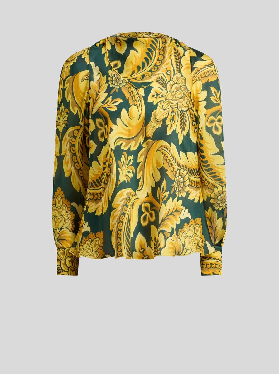 PEAU D'ANGE SILK BLOUSE WITH FLOWER AND BEE MOTIF - 1