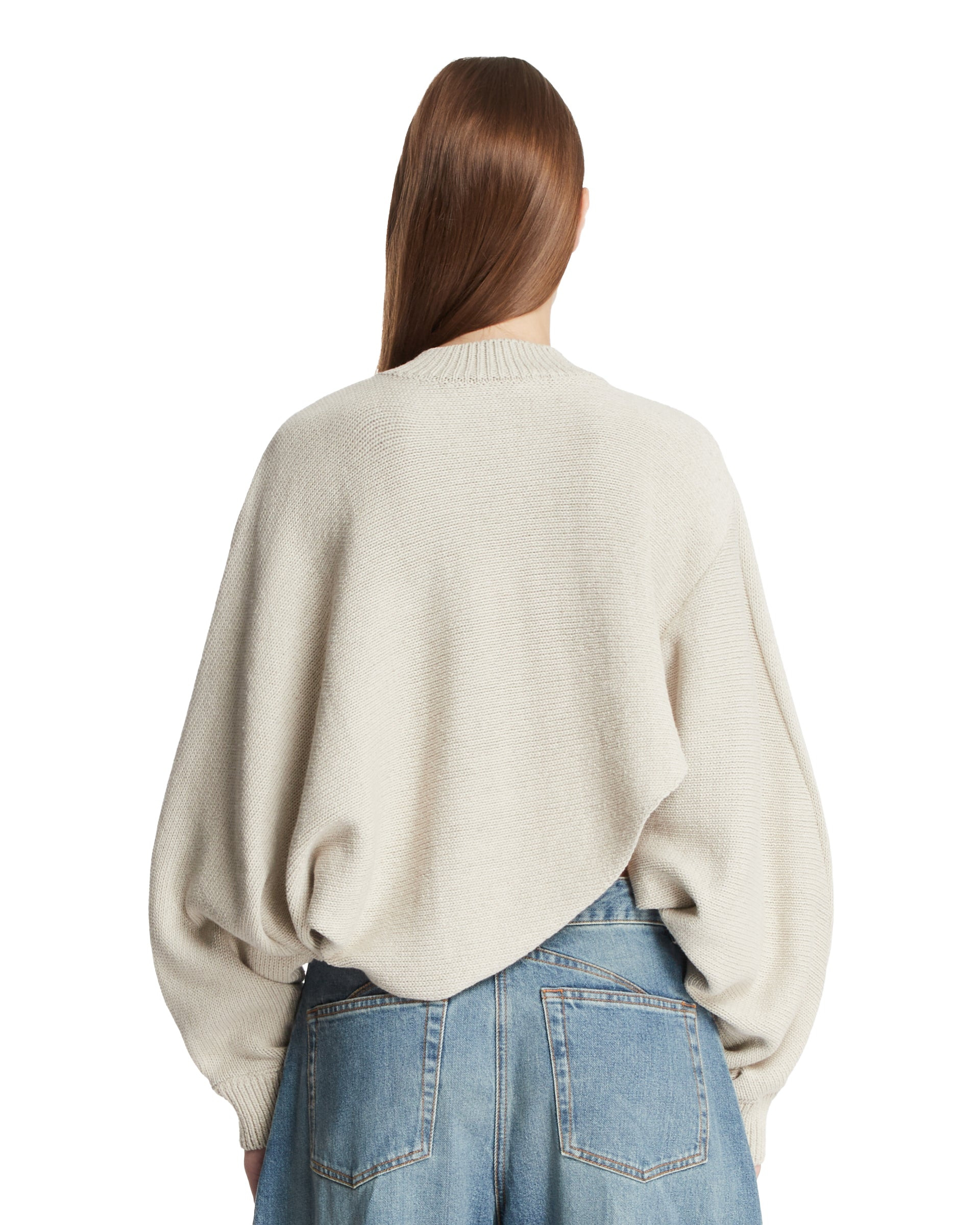 Beige Asymmetric Sweater - 3