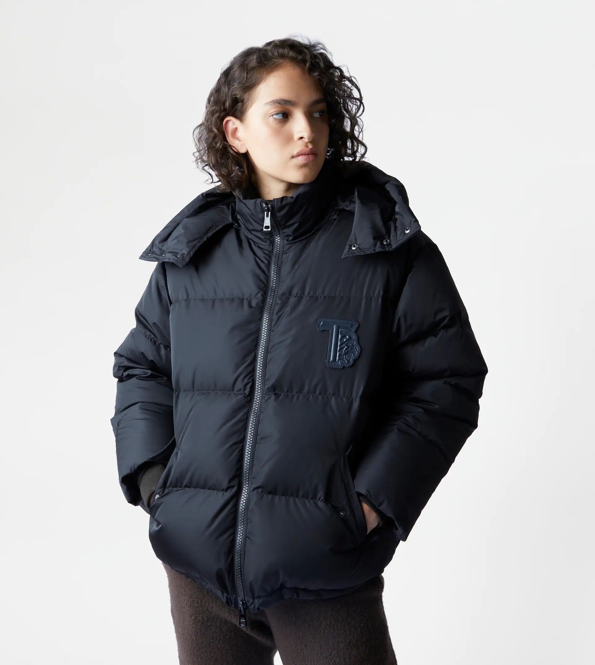 HOODED OVER DOWN JACKET - BLACK - 7