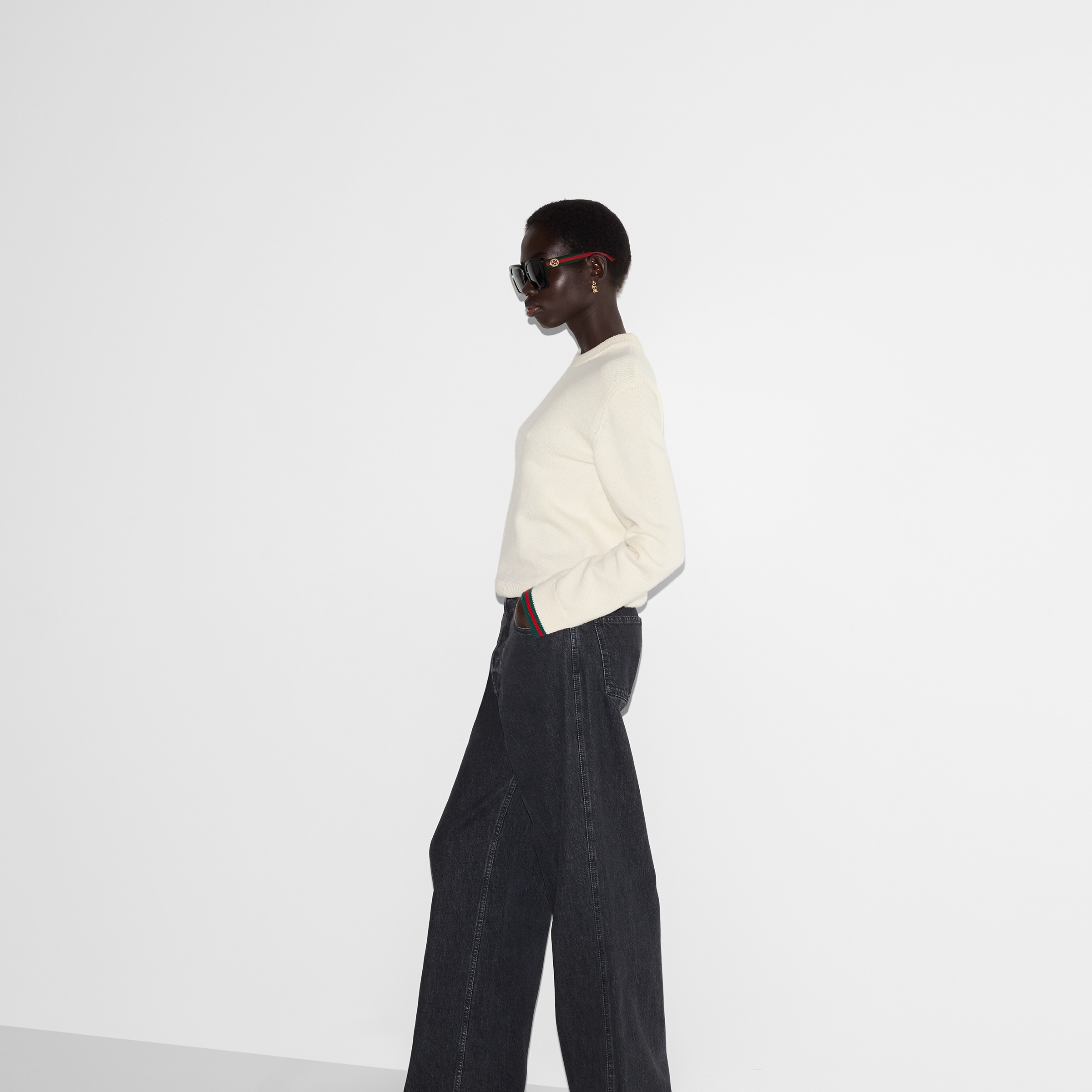 Wool and cashmere sweater with Web - 6
