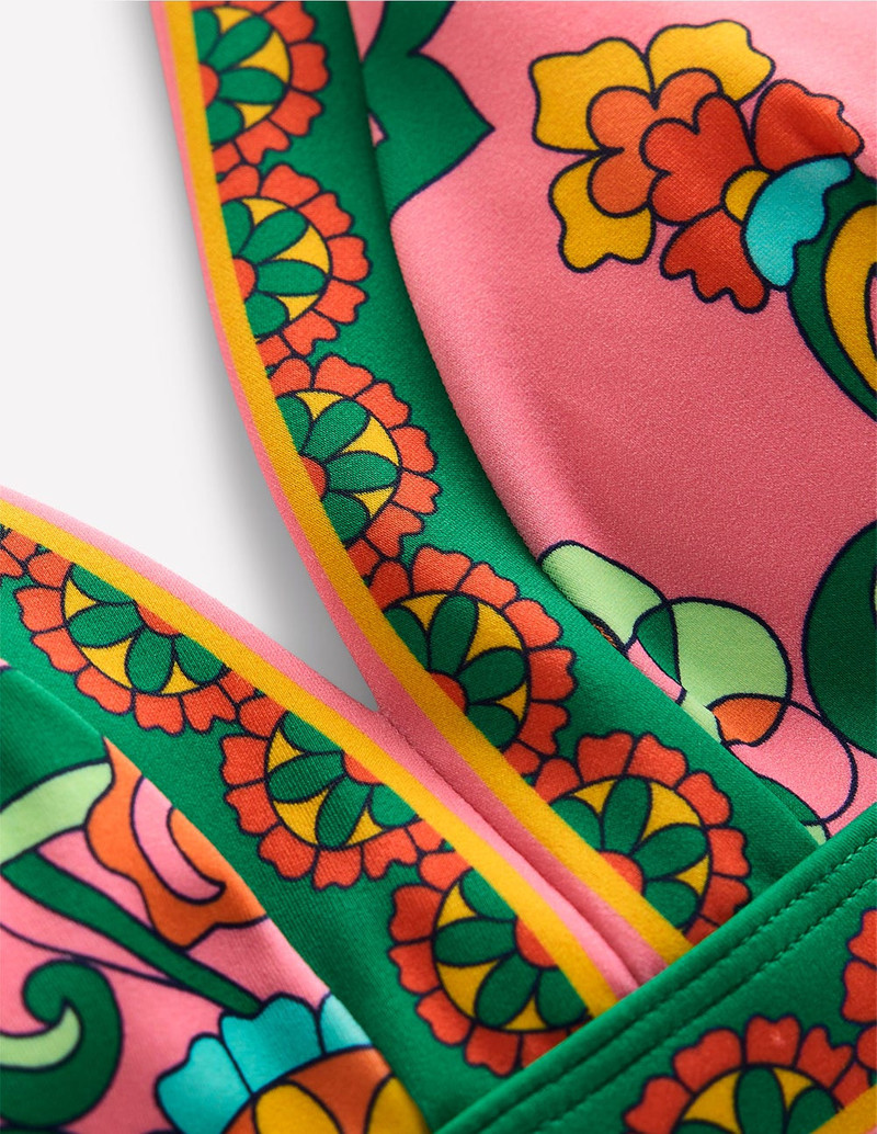 Ios V Panel Bikini Top-Pink Rose, Foliage Trail 2