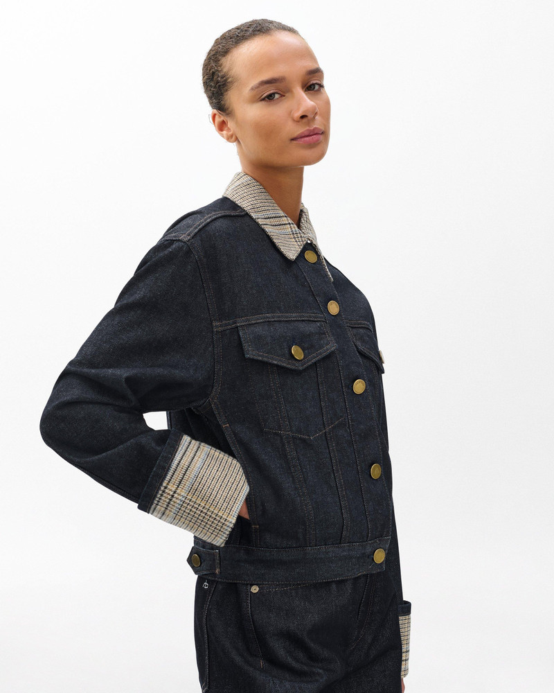 Harriet Denim Trucker Jacket Lightweight Rigid in Twilight Combo 4
