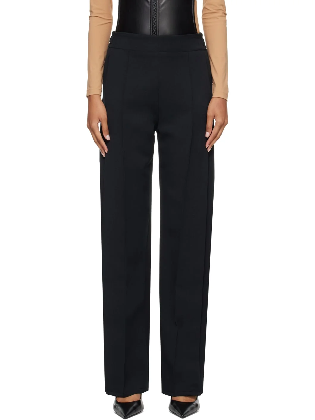 Black Snap Twill Flare Trousers - 1
