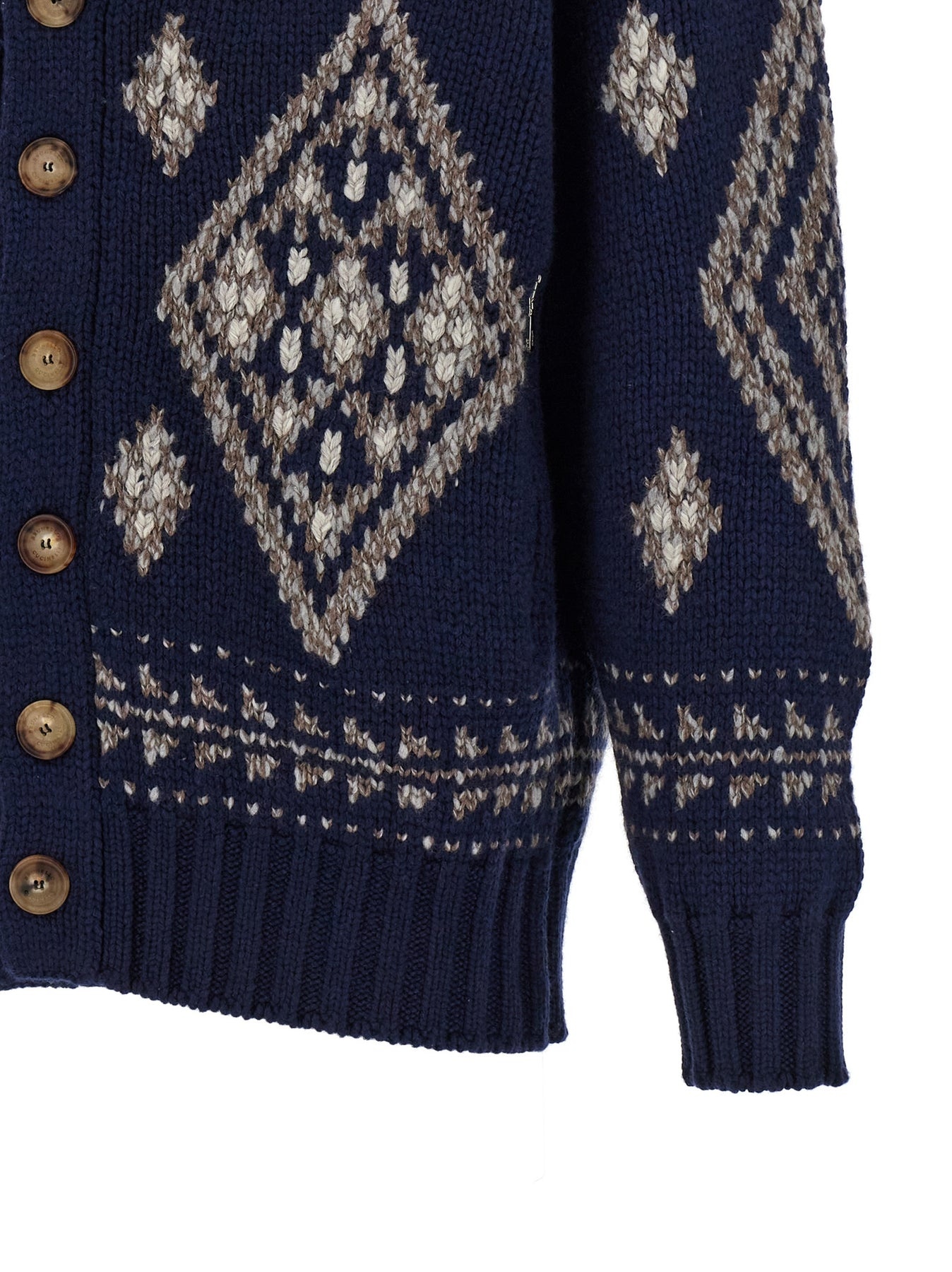 Jacquard Cashmere Cardigan Sweater, Cardigans Blue - 4