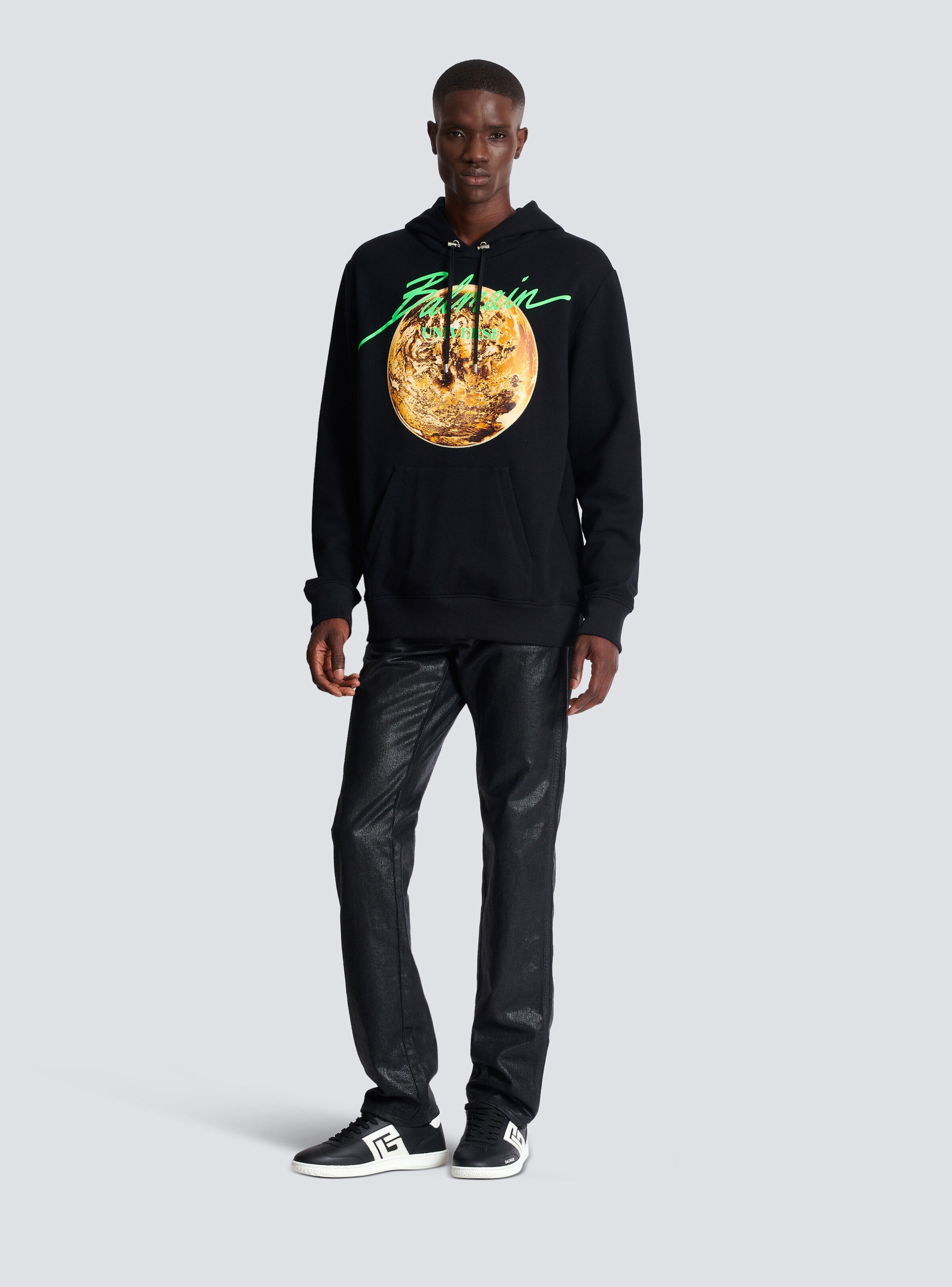 Printed Balmain Universe logo and planet hoodie - 2
