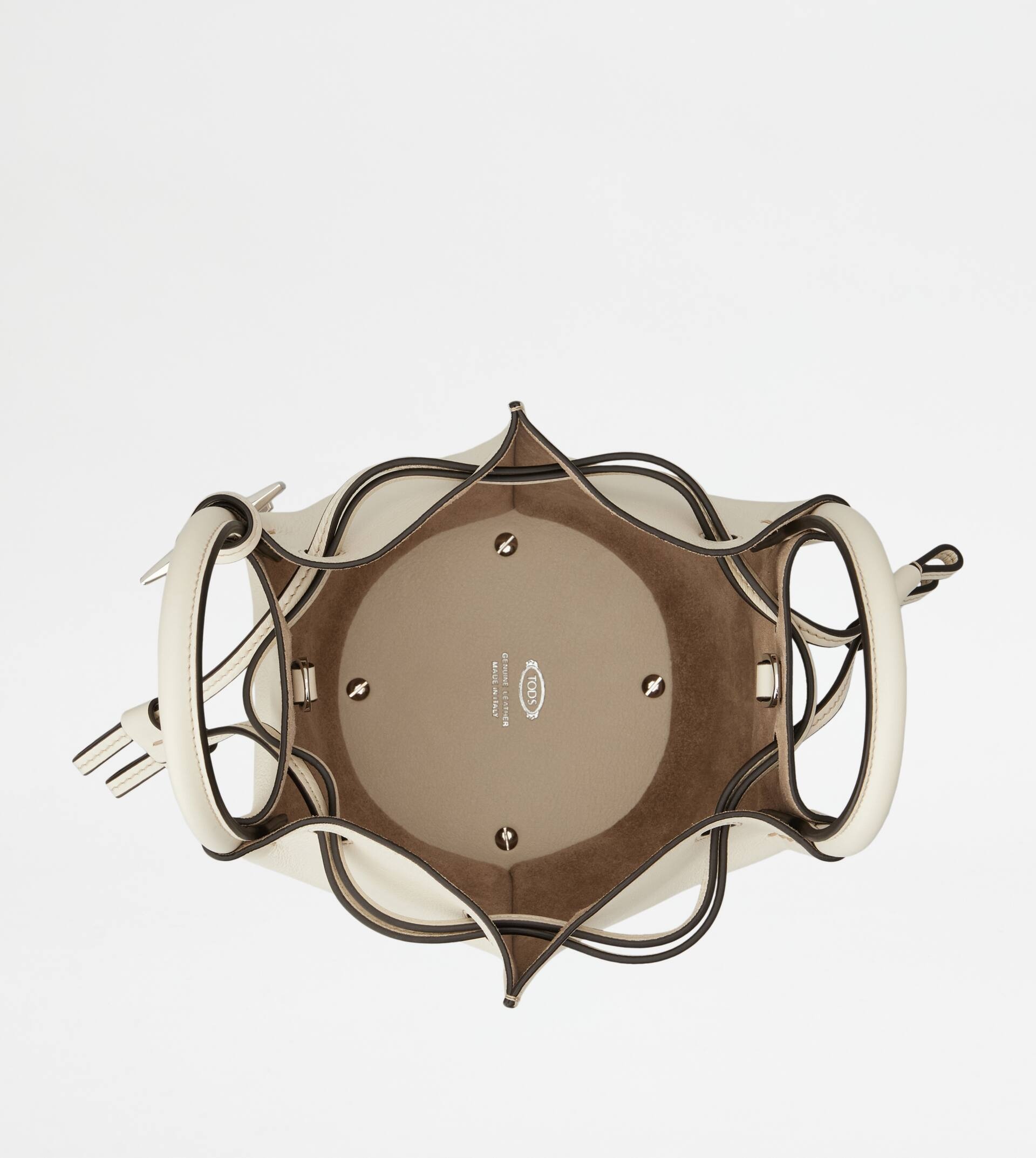 BUCKET BAG IN LEATHER MINI - WHITE - 4