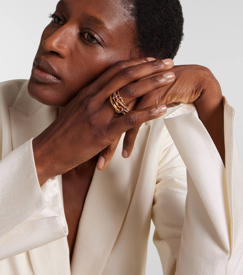 Spinelli Kilcollin Nimbus 18kt gold and rose gold linked rings with sapphires and diamonds outlook