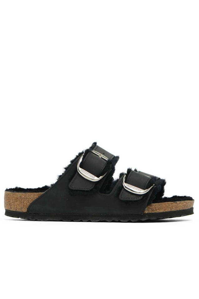 BIRKENSTOCK Arizona Big Buckle Shearling Sandals Black - 1