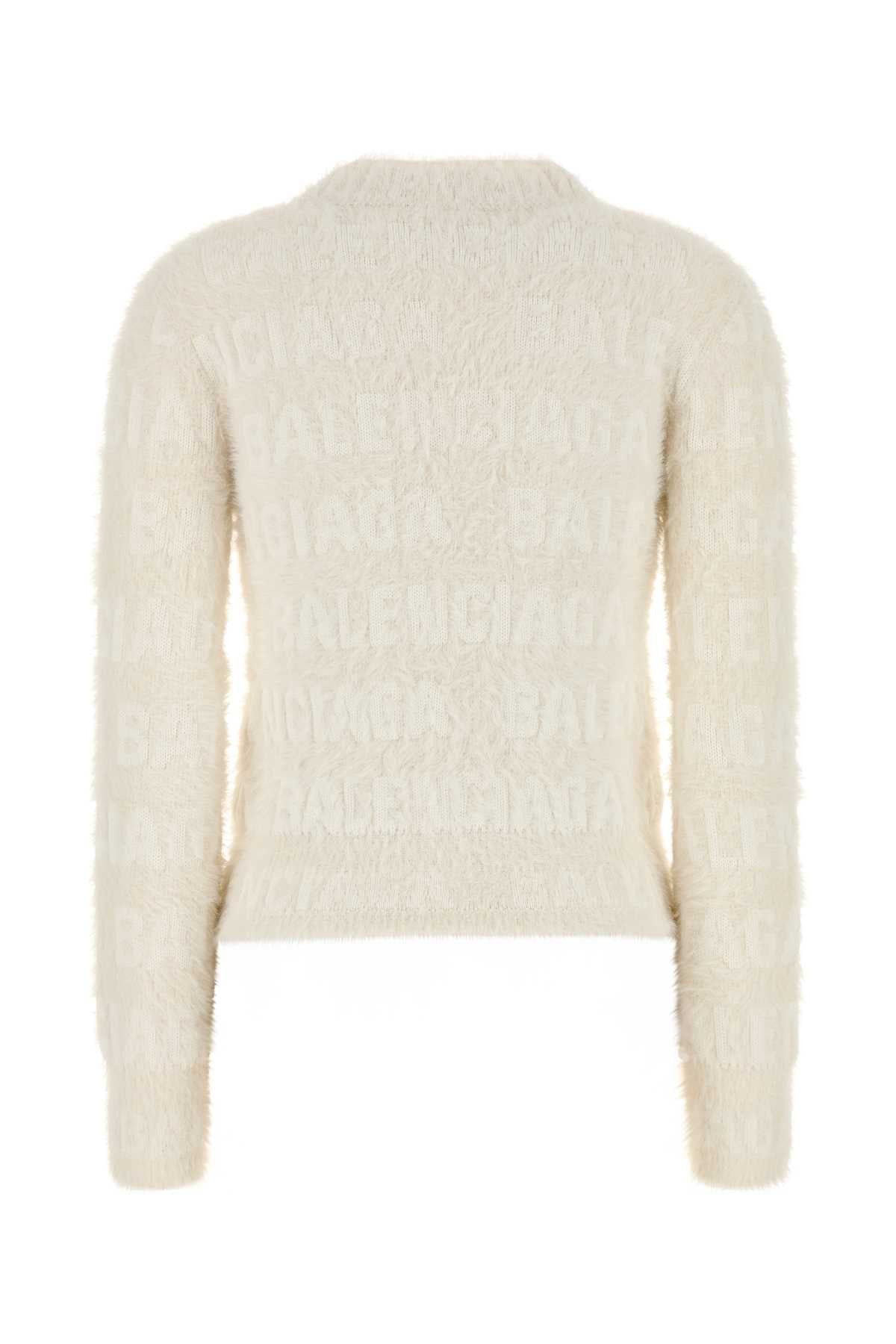 Balenciaga Women Ivory Wool Blend Sweater - 2