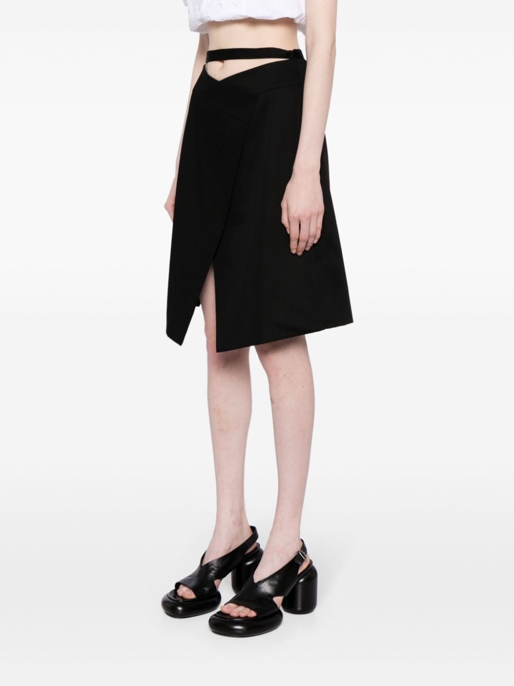 wraparound gabardine midi skirt - 3