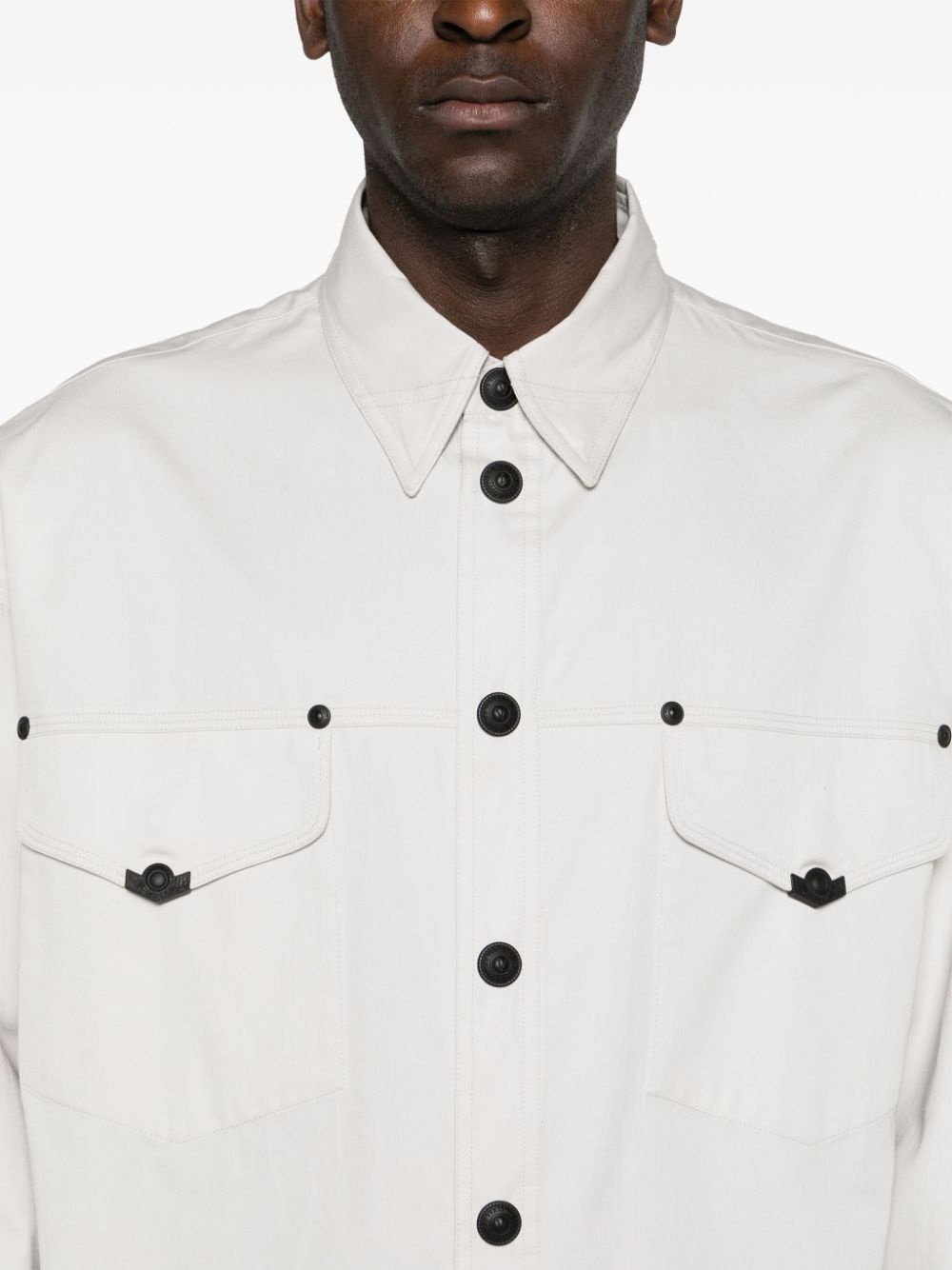 press-stud cotton shirt - 5