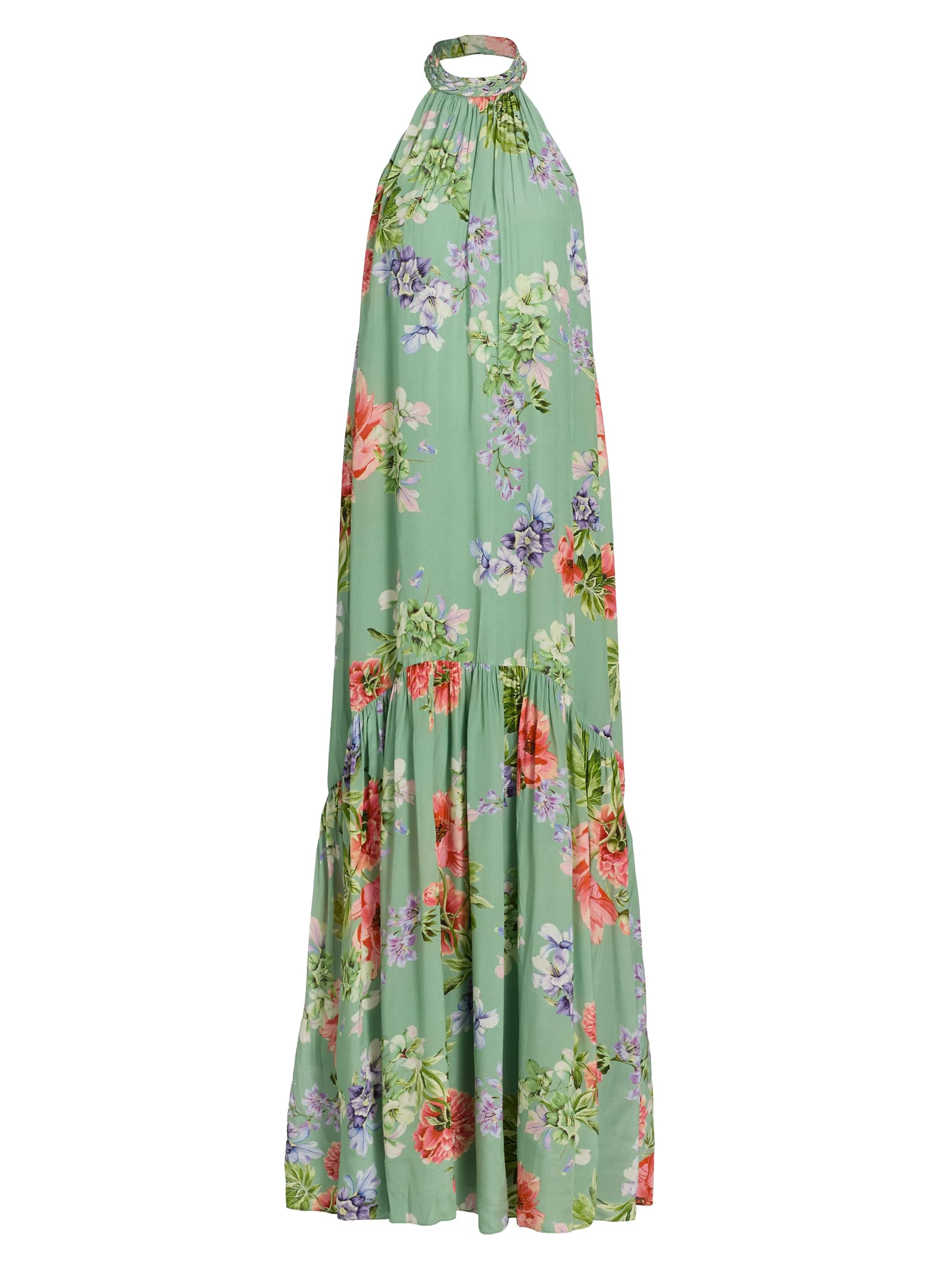 Women's Floral A-Line Maxi Dress - Green - 1