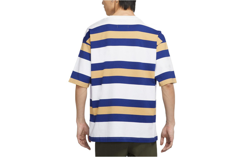 Jordan Men's Air Jordan SS22 Stripe Logo Round Neck Short Sleeve Blue White T-Shirt DV6668-100 outlook