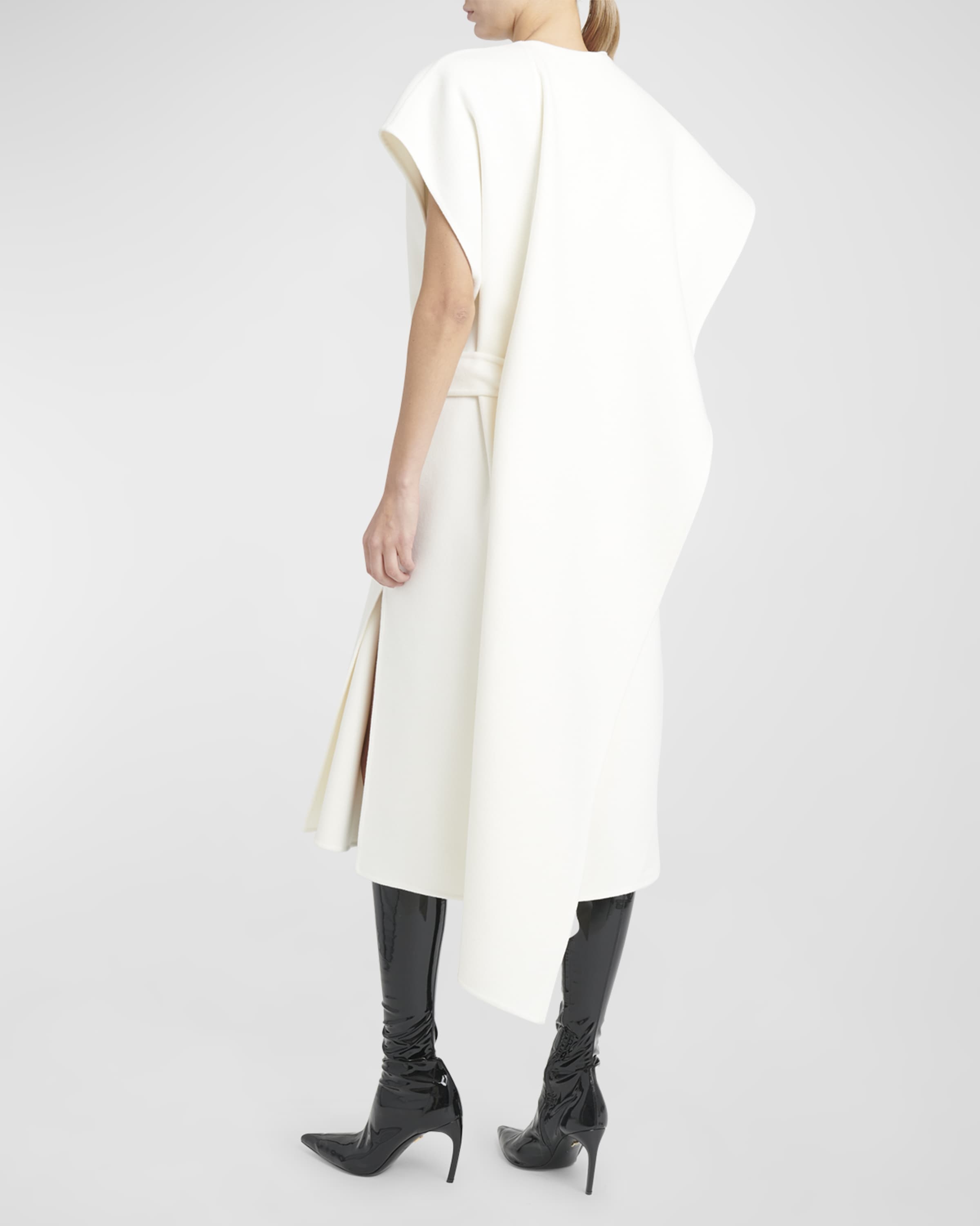 Short-Sleeve Midi Wrap Coat Dress - 4