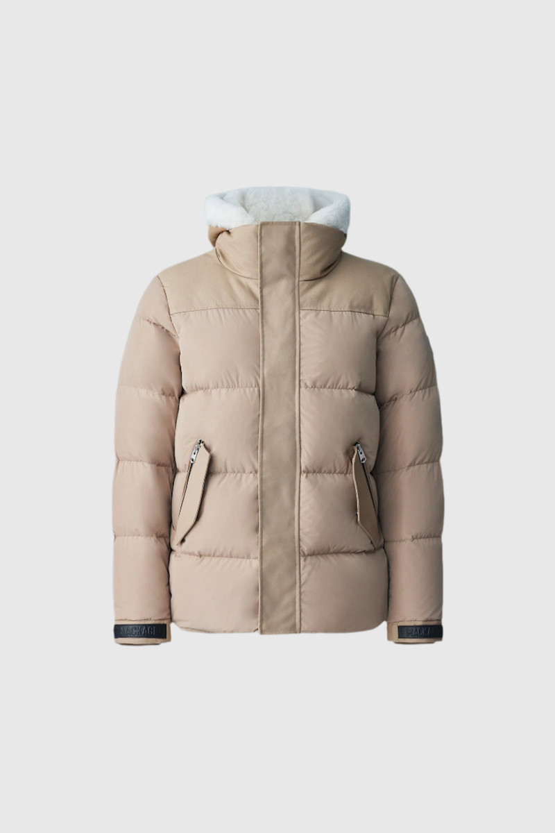 RILEY classic down jacket with removable shearling bib 1