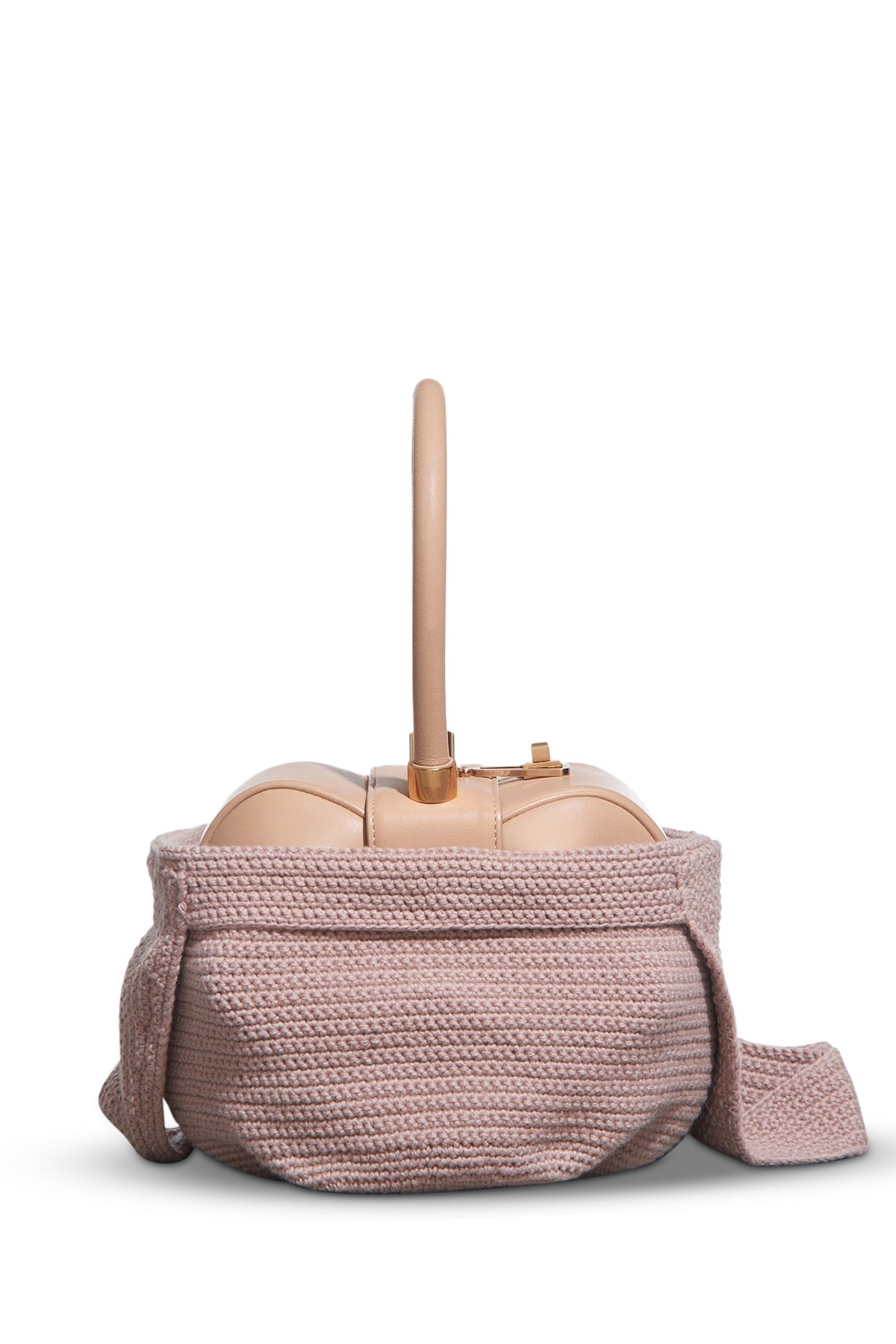 Crossover Knit Bag in Nude Cashmere - 2