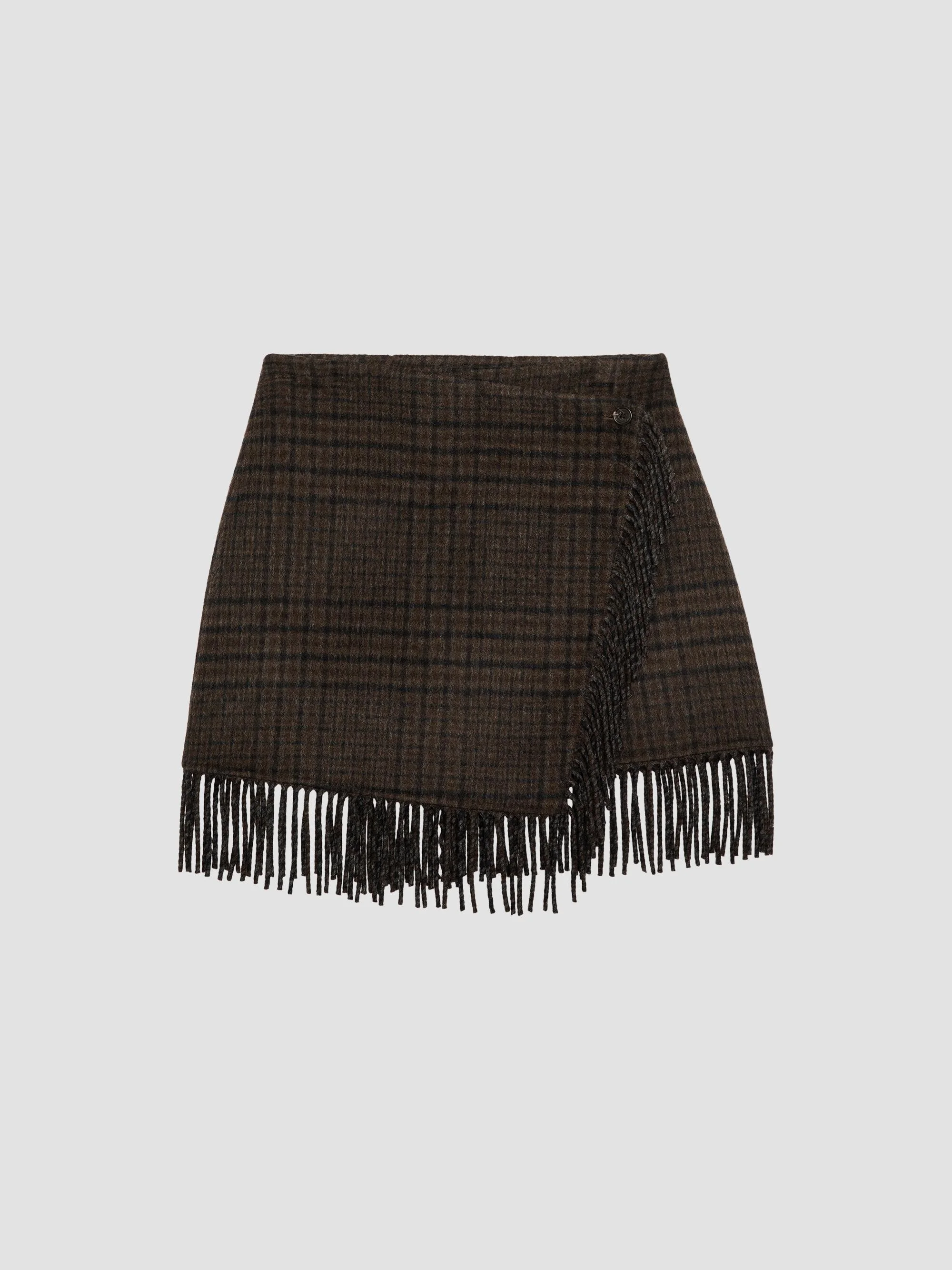 Women's Vista Plaid Wool-Blend Fringe Mini Skirt - Highland Plaid - 1