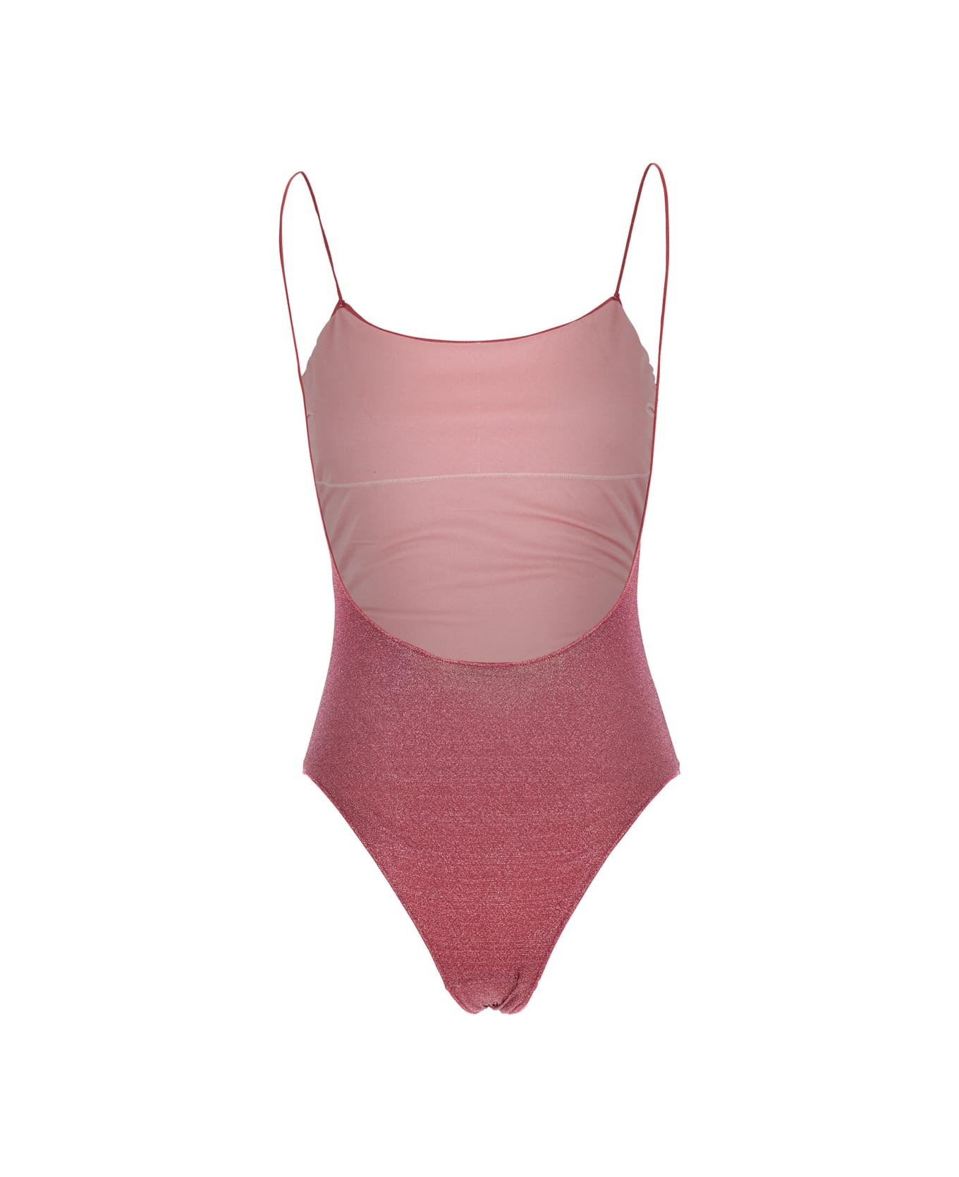 'lumière Maillot' Pink Swimsuit With Open Back In Lurex Woman - 2