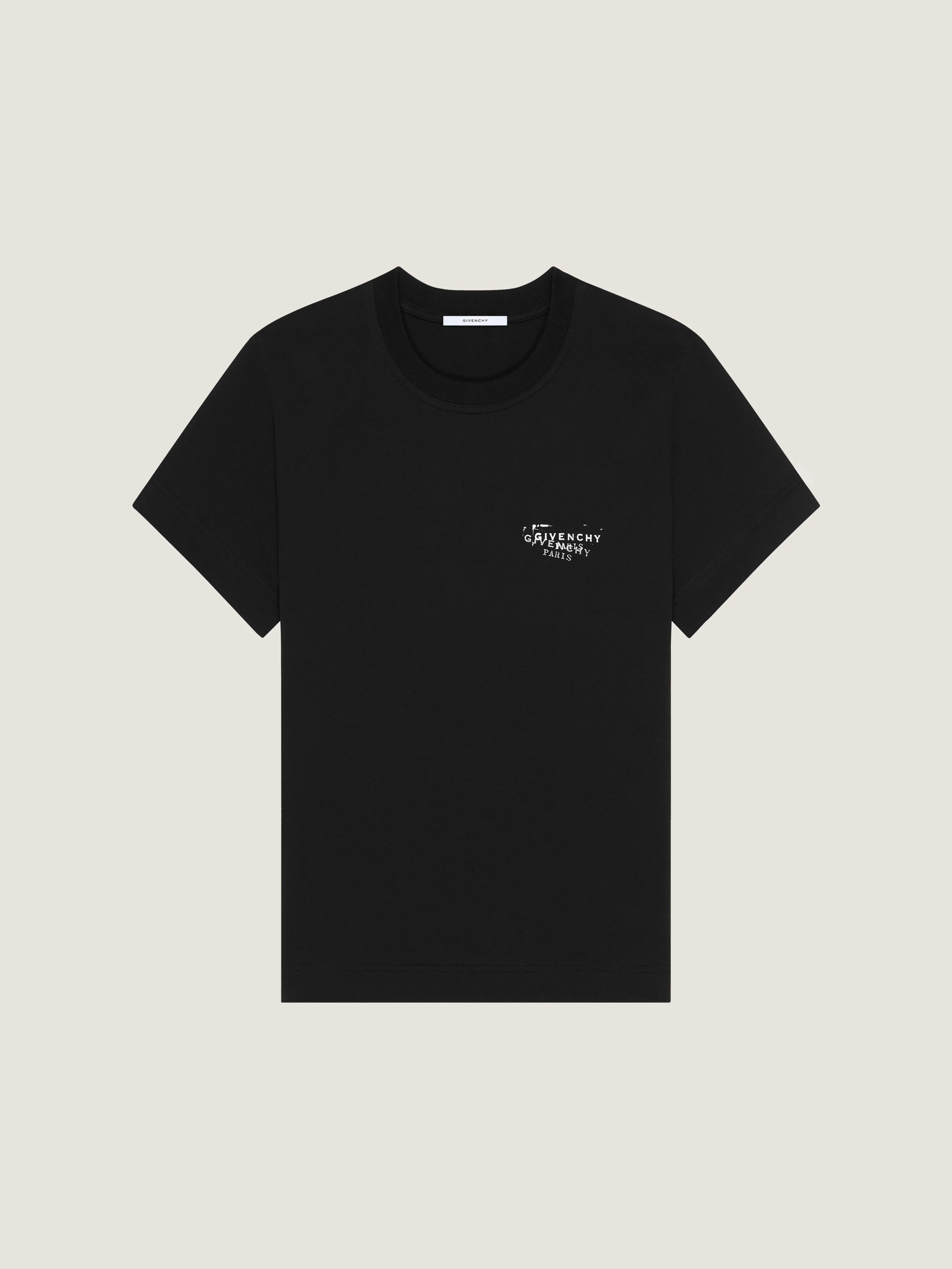 T-SHIRT IN COTTON WITH GIVENCHY STAMP PRINT - 1