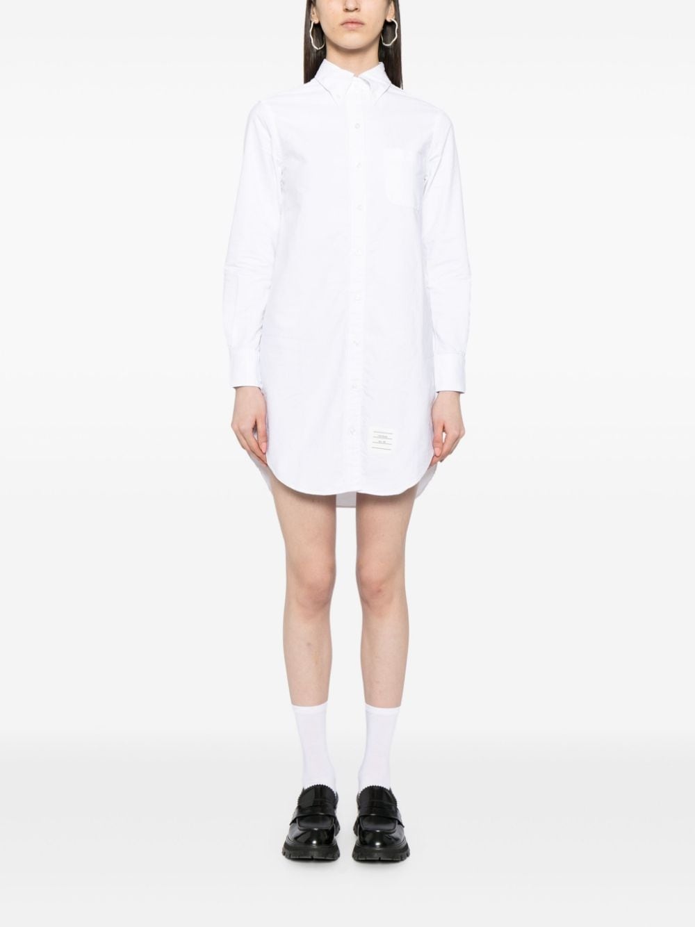 logo-patch poplin shirt dress - 2