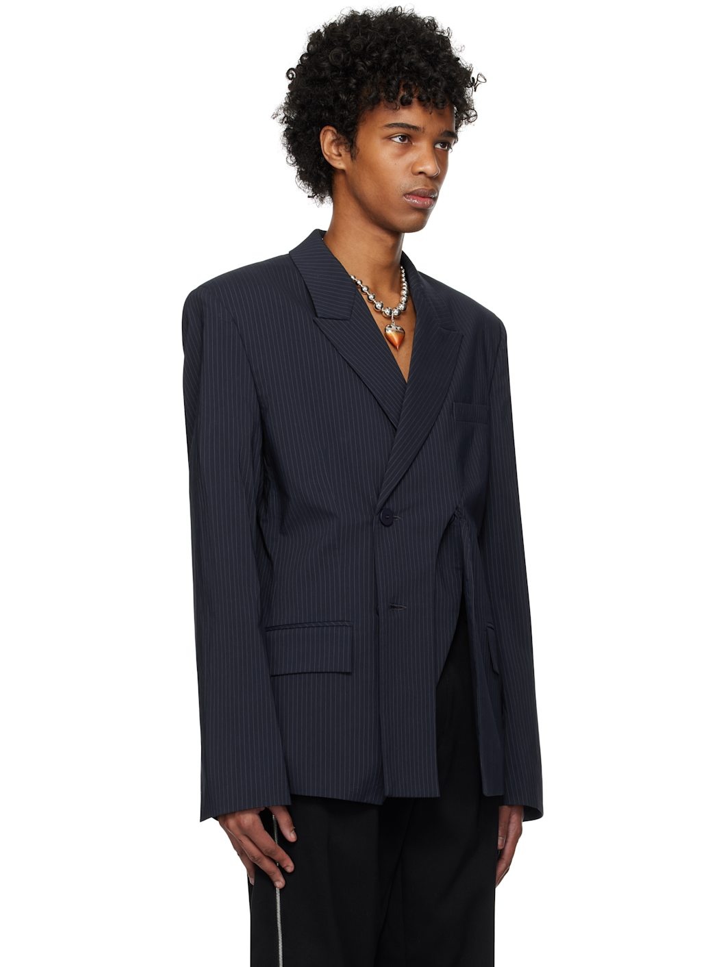 Navy Oversize Split Blazer - 2