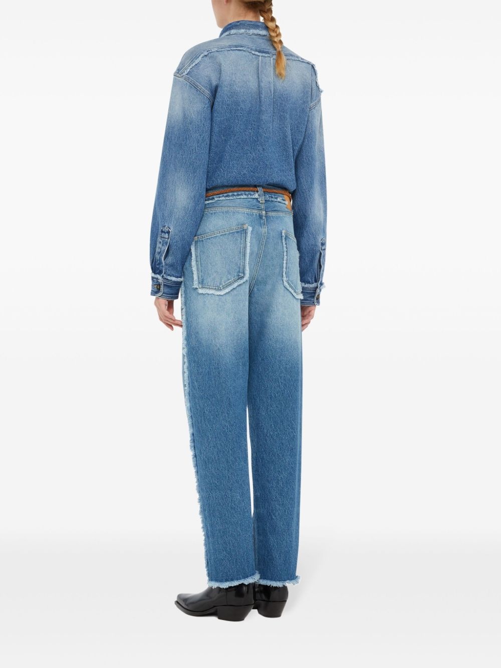 fringed straight jeans - 5