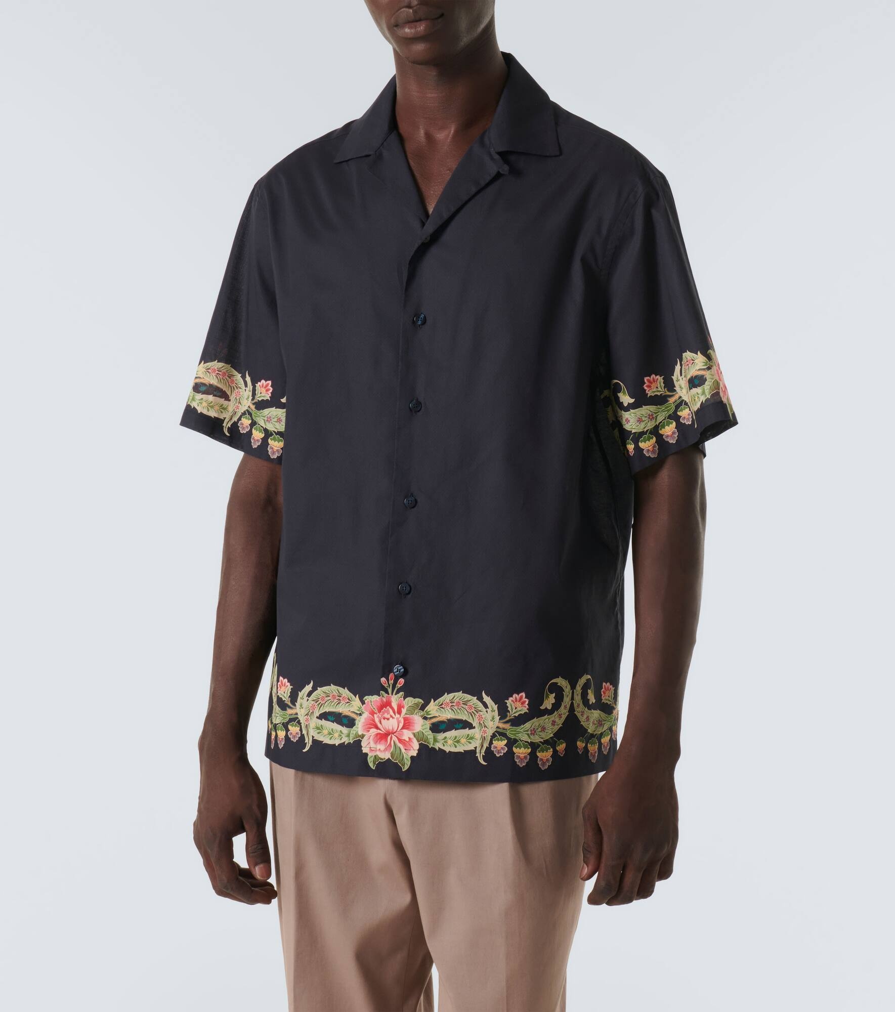Floral cotton bowling shirt - 3
