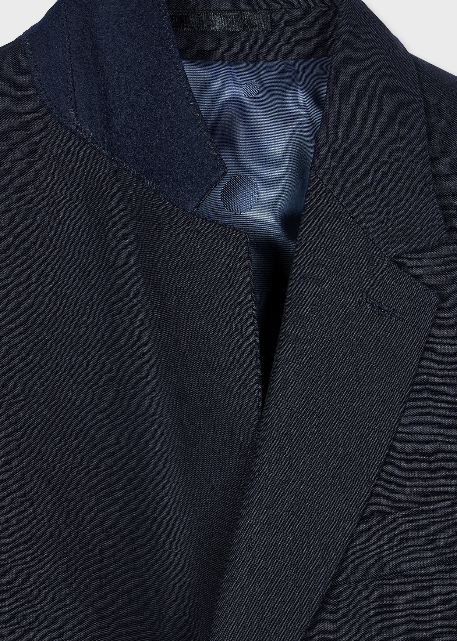 Dark Navy Linen Buggy-Lined Blazer - 3