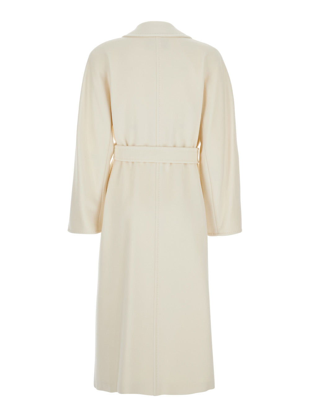 Max Mara Women 'Madame' White Belted Coat With Notched Revers In Wool And Cashmere Woman - 2