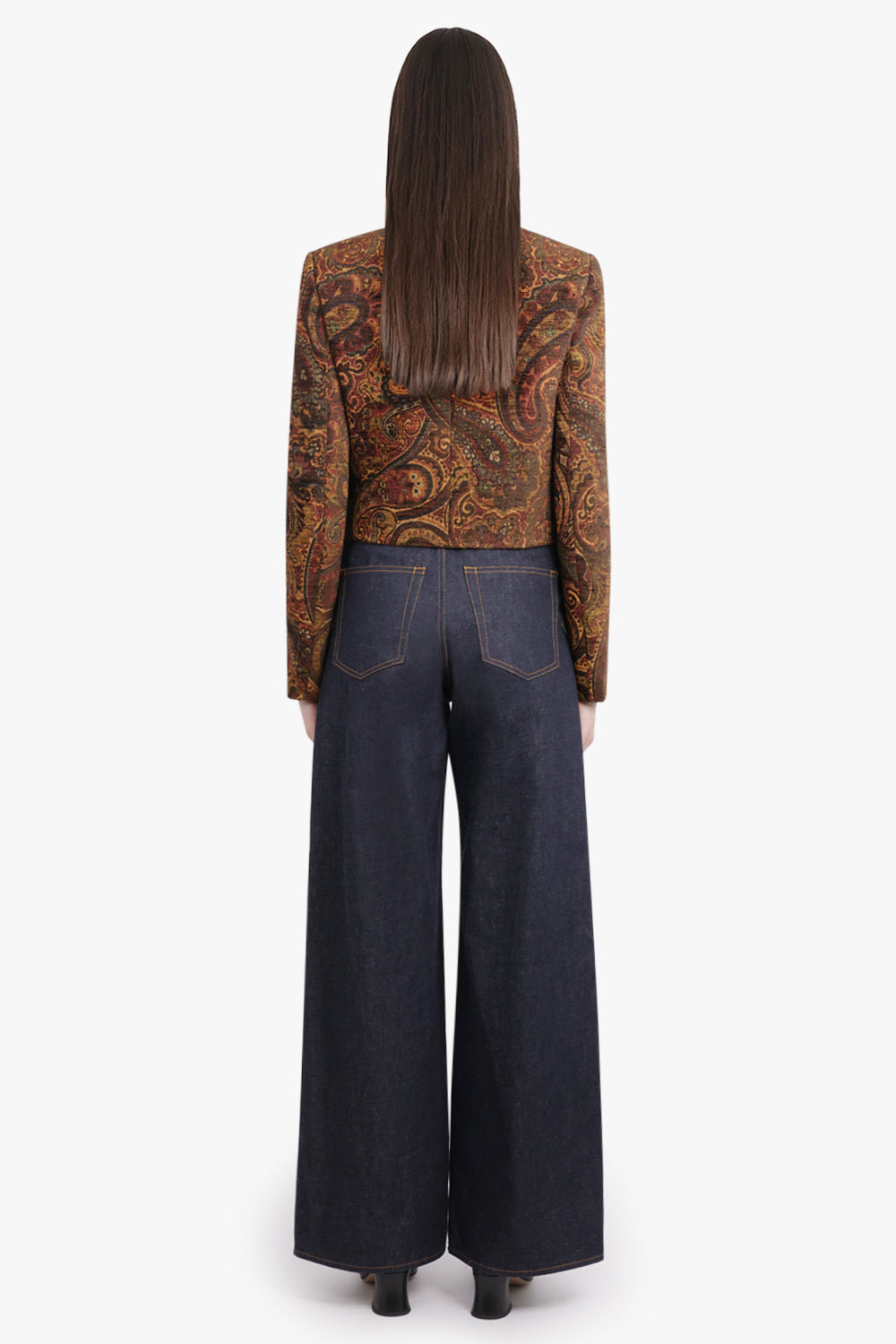 PAISLEY PRINT CROP JACKET | MULTI COLOUR RED - 5