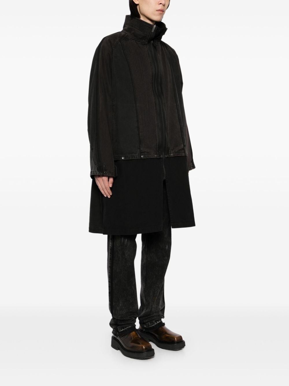 convertible patchwork coat - 3