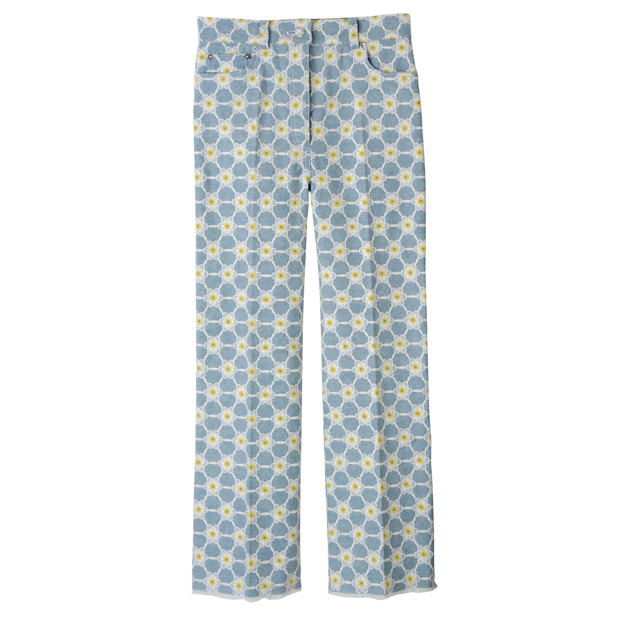 Embroidered denim trousers Sky Blue - Denim - 1