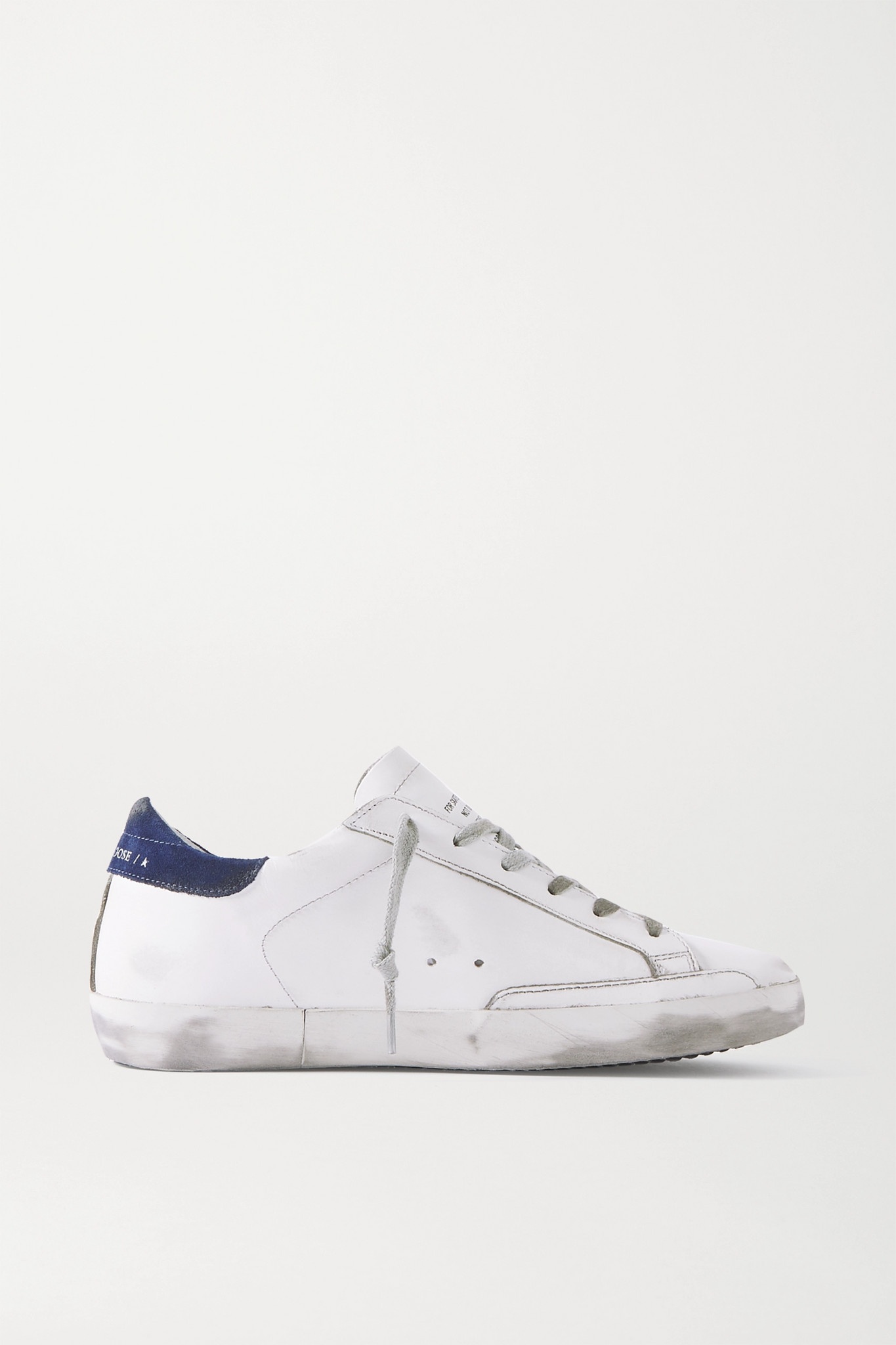 Superstar faux pearl-embellished distressed leather sneakers - 1