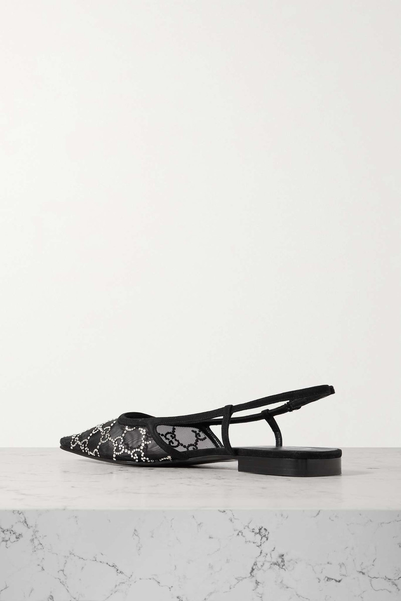 Demi suede-trimmed crystal-embellished mesh ballet flats 3